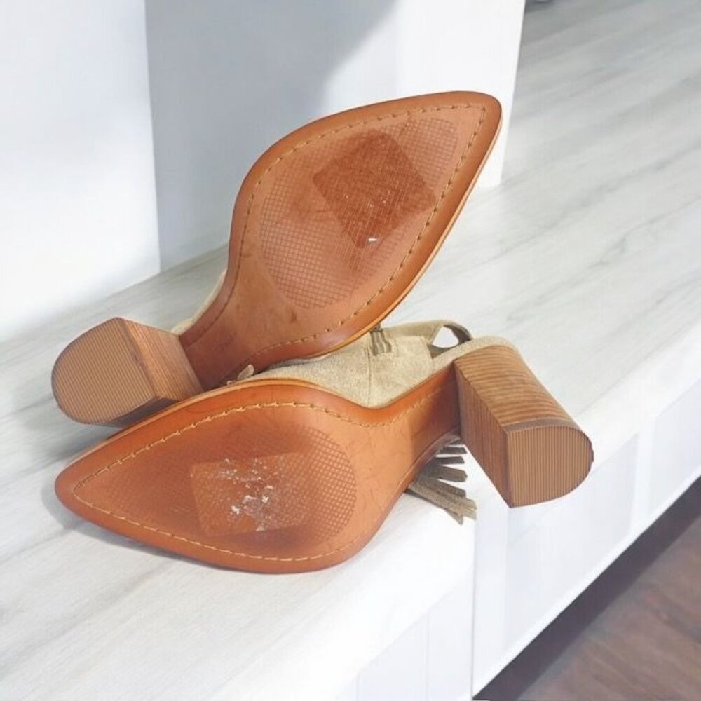 Linea Paolo Fringed Suede Elise Booties Tan Size 7.5 - Picture 9 of 11